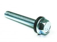 5/16-18 X 2 HEX FLANGE SCREW W RUBBER WASHER FULL THREAD STEEL ZINC